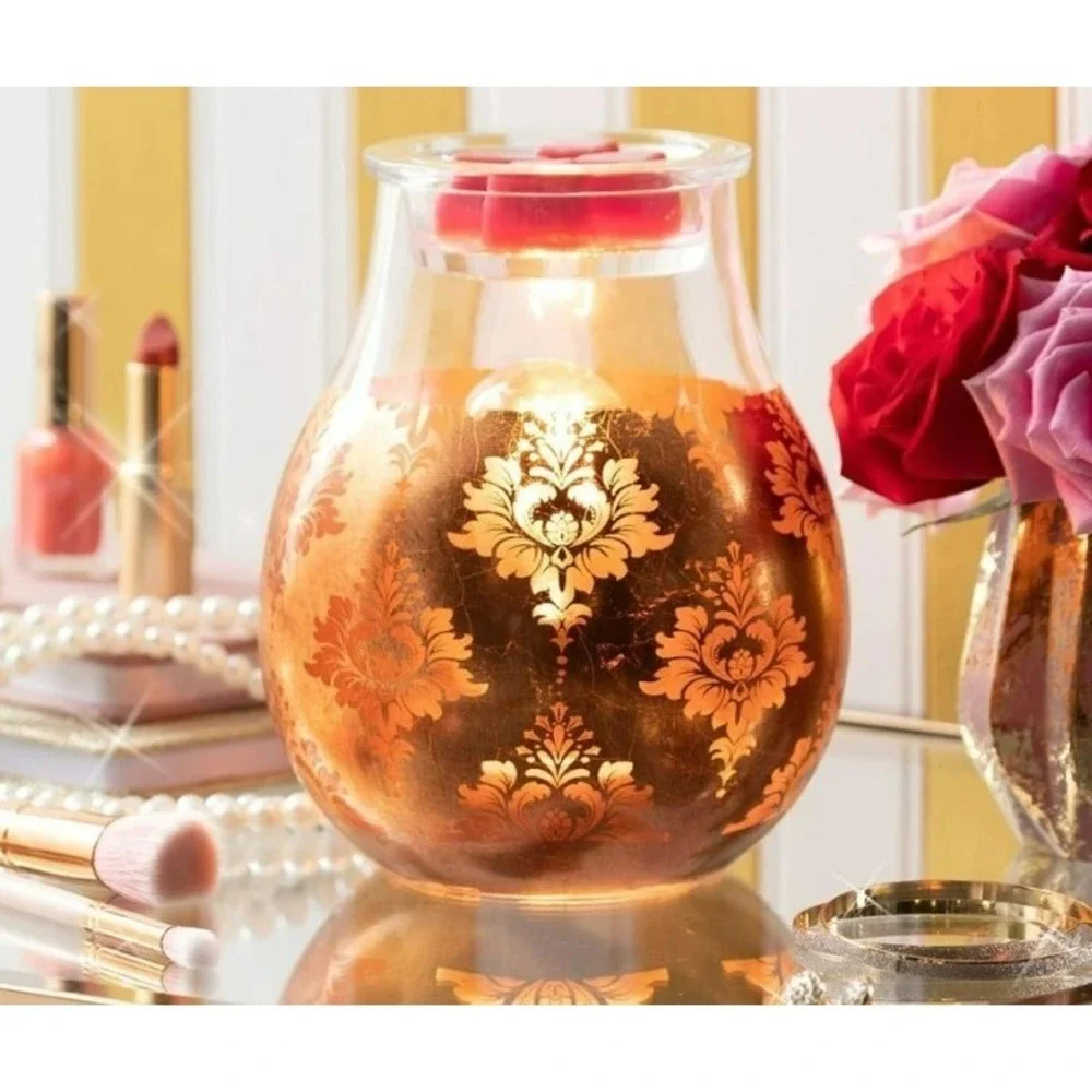 Scentsy Glamour Time Warmer Victorian Glass Etched Floral Electric Wax Melt